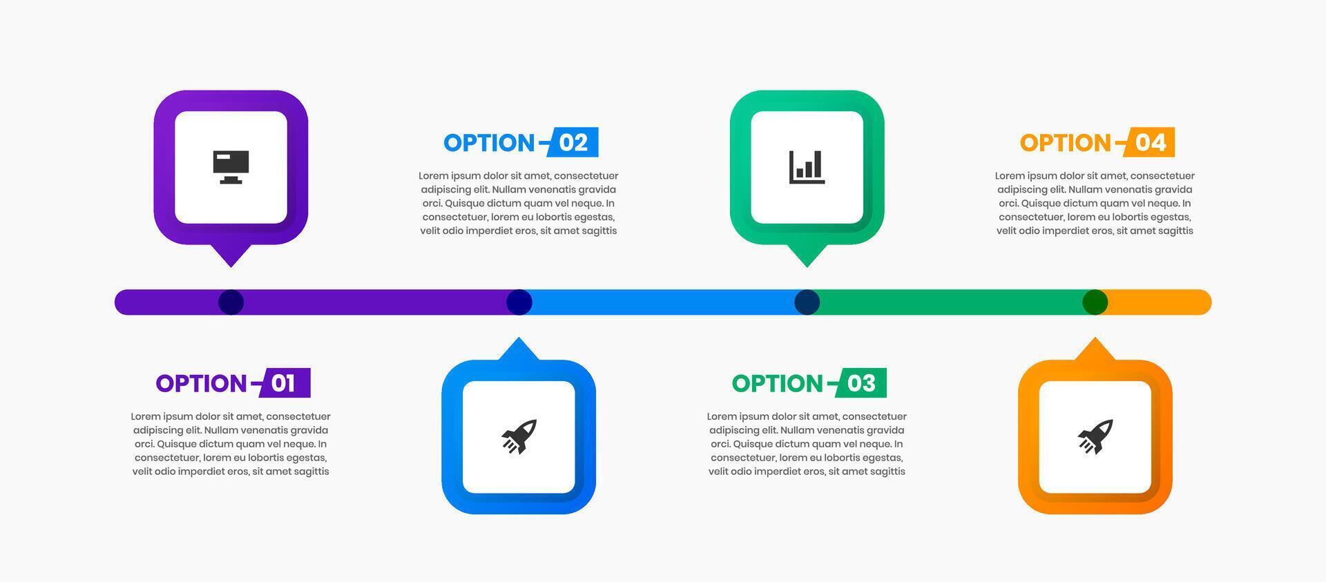 Timeline Infographic Element Design Templates with Icons and 4 Options. Suitable for Process Diagram, Presentations, Workflow Layout, Banner, Flow Chart vector