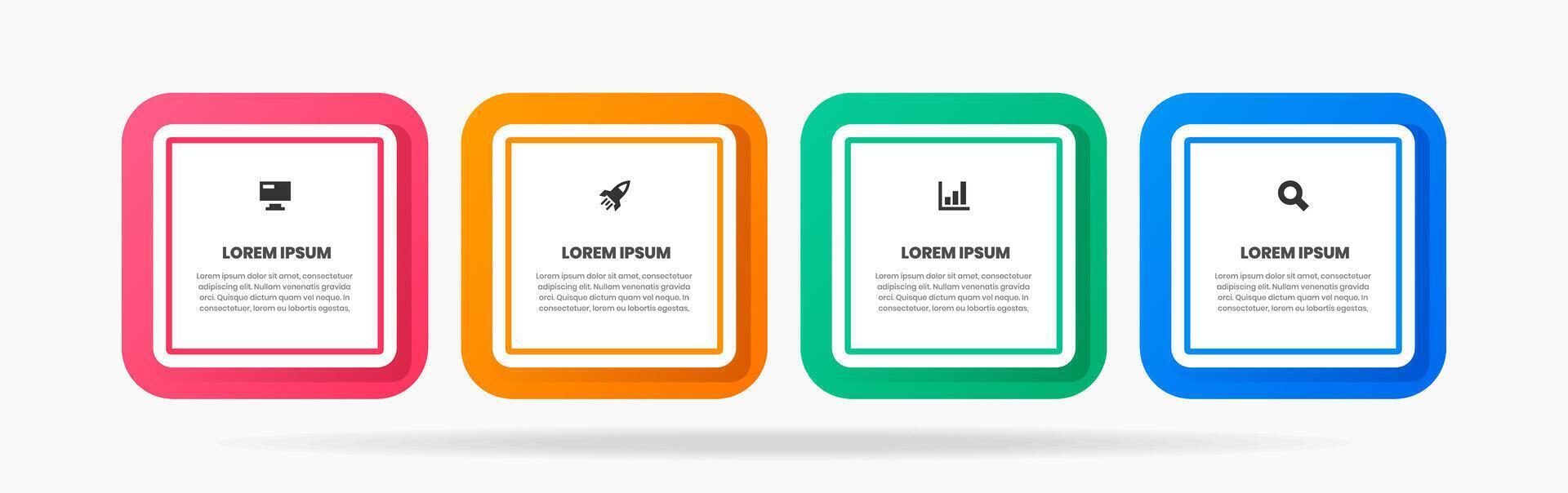 Square Infographic Element Design Templates with Icons and 4 Options or Steps. Suitable for Process Diagram, Presentations, Workflow Layout, Banner, Flow Chart, Infographic. vector