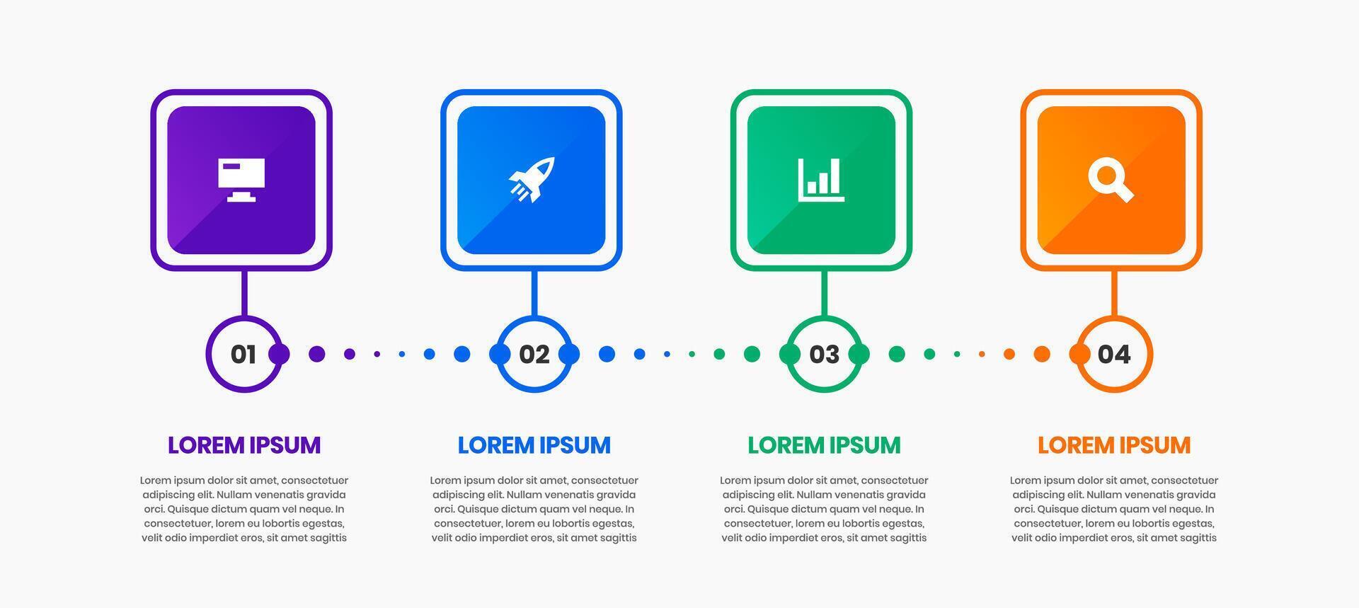 Timeline Infographic Element Design Templates with Icons and 4 Numbers. Suitable for Process Diagram, Presentations, Workflow Layout, Banner, Flow Chart, Infographic vector