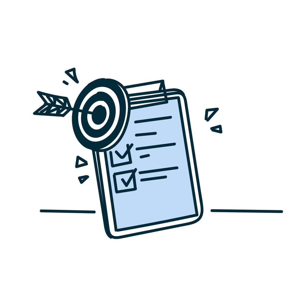 a checklist with an arrow and a dart vector