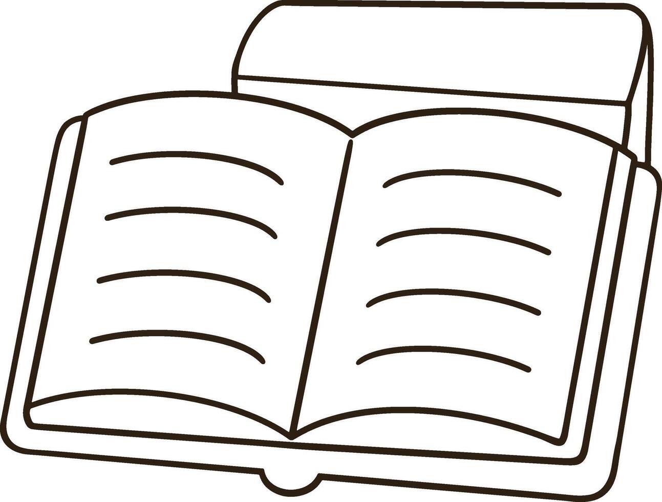 Black line icon of a book placed on a shelf and an open book. vector