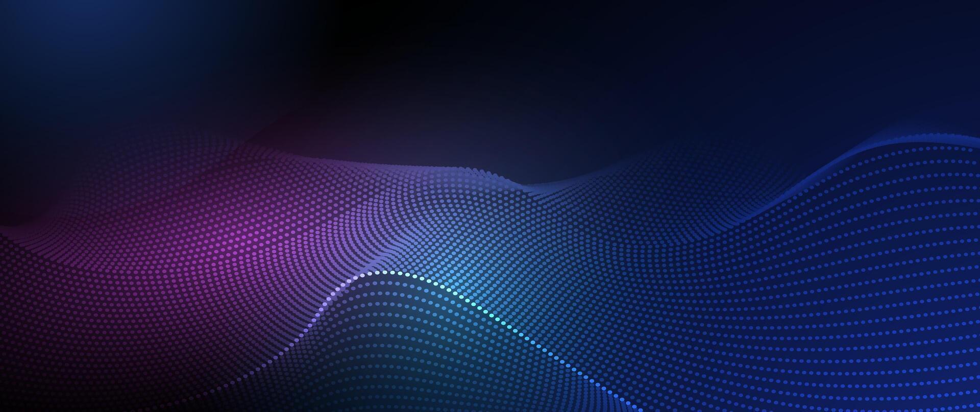 Technology background with wave line and dot particle vector