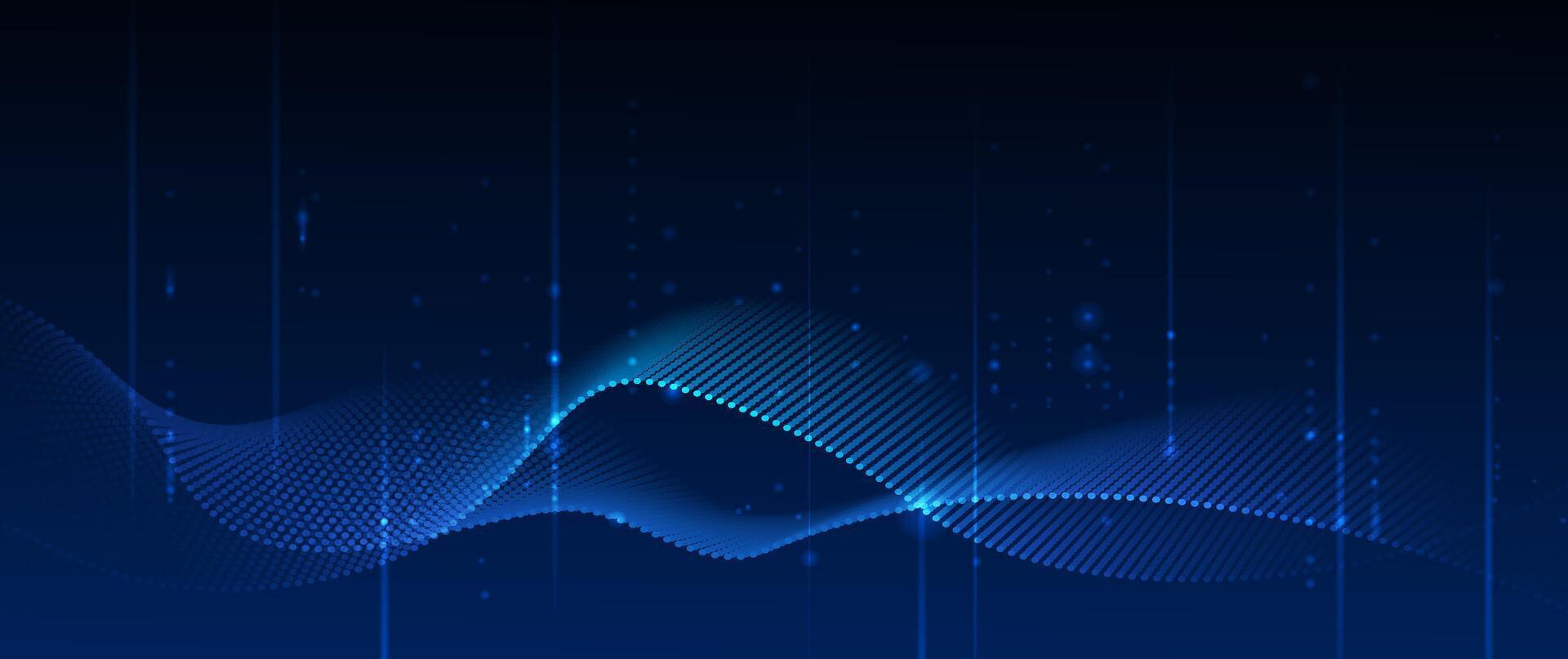 Technology background with wave line and dot particle. vector