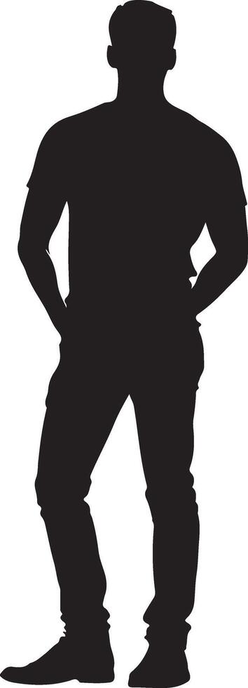 Man standing casually in silhouette isolated and anonymous vector