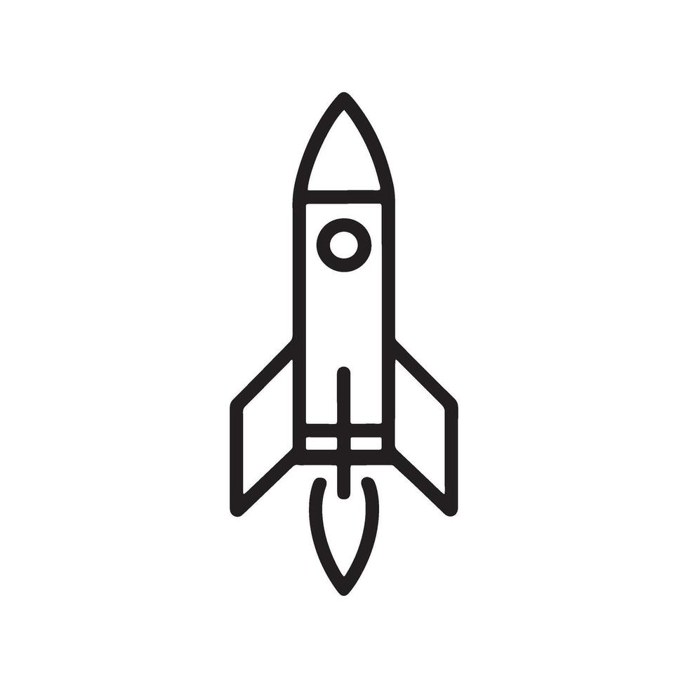Bold Line Art of a Rocket Ship Ascending into Space Representing Innovation and Technology Advancement for Startups vector
