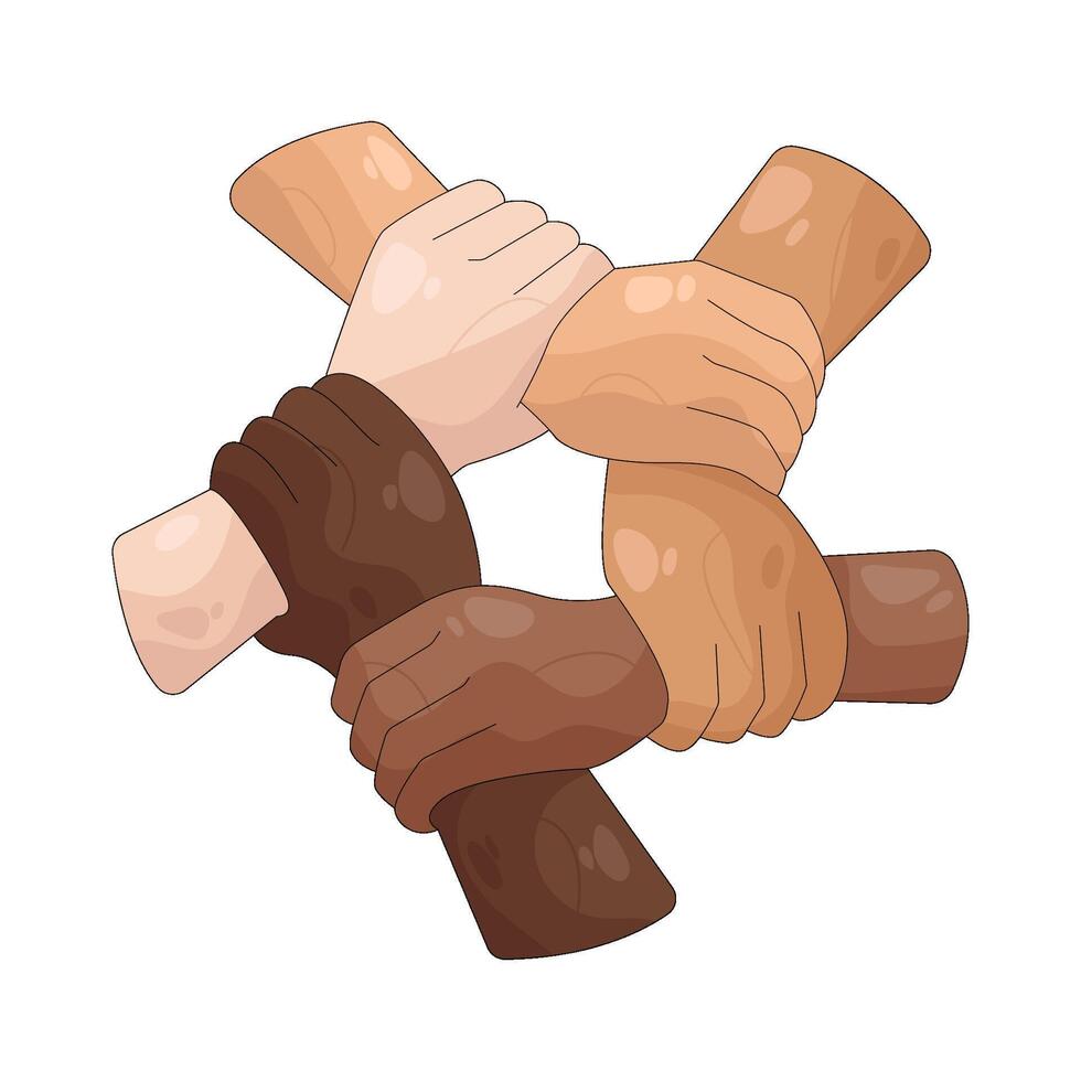 Diverse Hands Joined Together in Unity vector