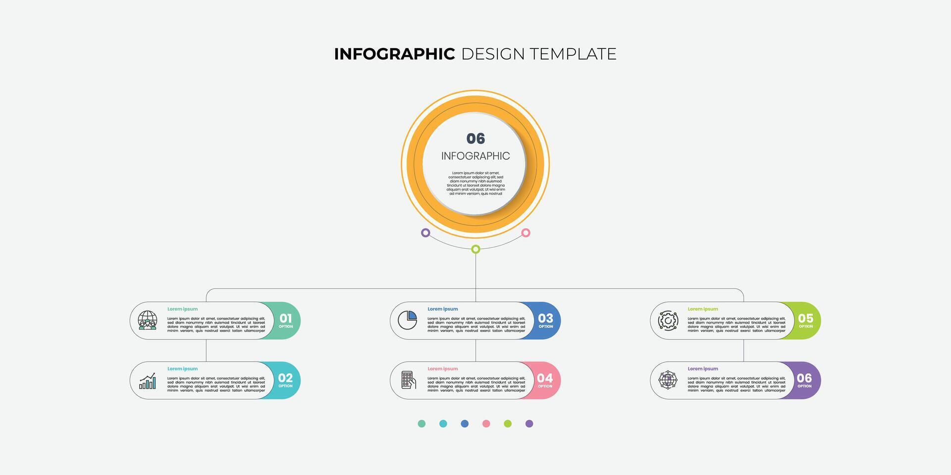 Modern infographic label design with circle infographic template design and 6 options or steps. Can be used for process diagram vector