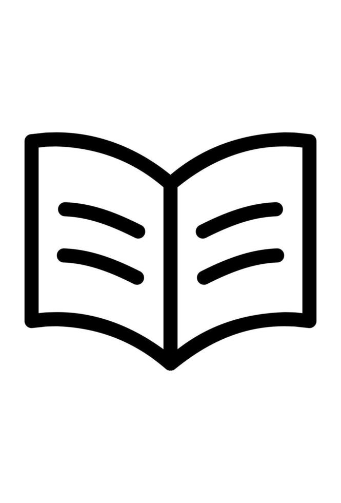 An open book with lines of text. Icon of an open book with pages. Symbol of reading or learning. vector
