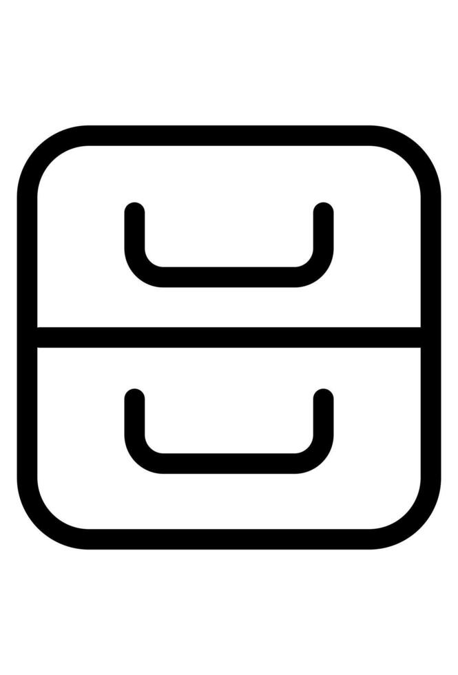 Two empty filing cabinet drawers. Icon of an office filing cabinet. Symbol of organization or archives. vector