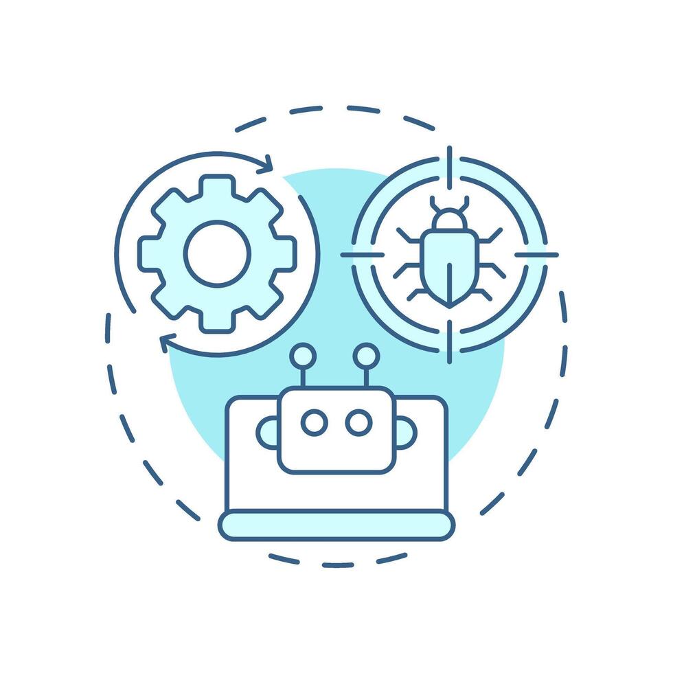 Test execution soft blue concept icon. Bug analysis, tracking. Artificial intelligence. Round shape line illustration. Abstract idea. Graphic design. Easy to use in infographic, presentation vector