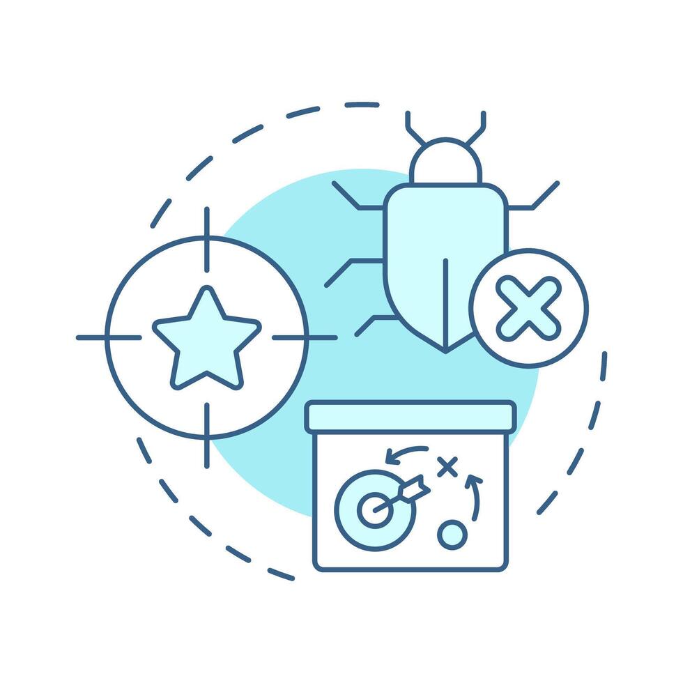 Absence of errors fallacy soft blue concept icon. Bug analysis. Development strategy, goal. Round shape line illustration. Abstract idea. Graphic design. Easy to use in infographic, presentation vector