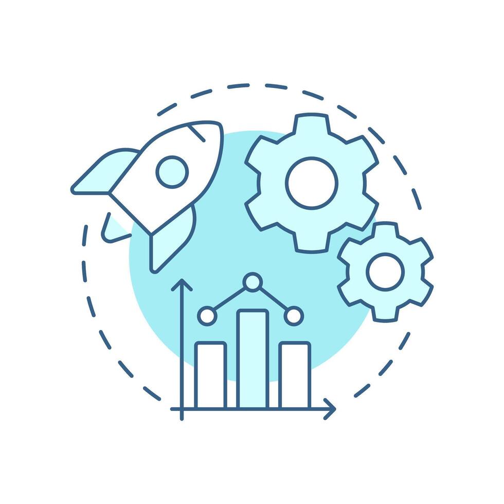 Performance testing soft blue concept icon. Statistical graph, efficiency metric. Round shape line illustration. Abstract idea. Graphic design. Easy to use in infographic, presentation vector