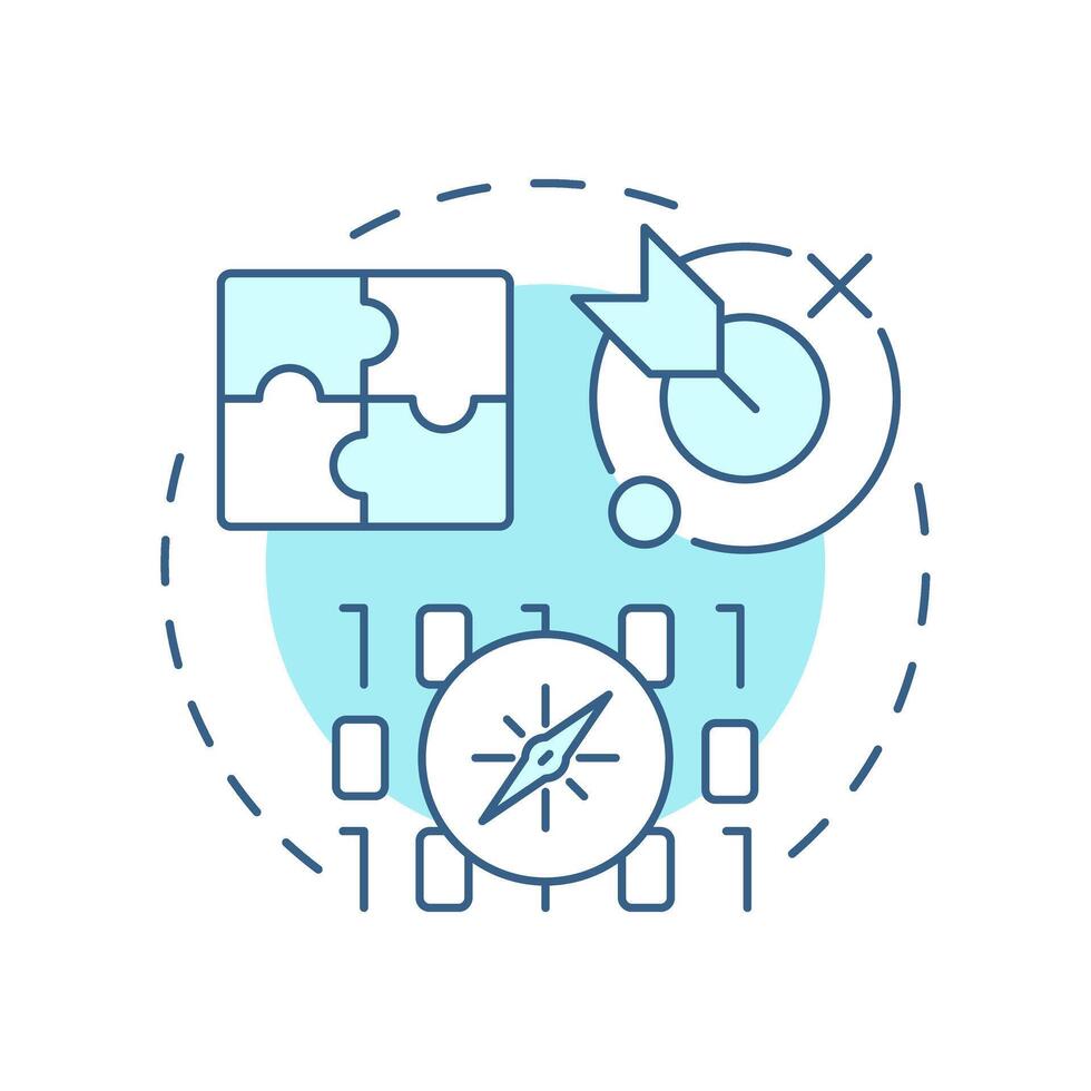 Testing is context-dependent soft blue concept icon. System analysis. Coding, programming. Round shape line illustration. Abstract idea. Graphic design. Easy to use in infographic, presentation vector