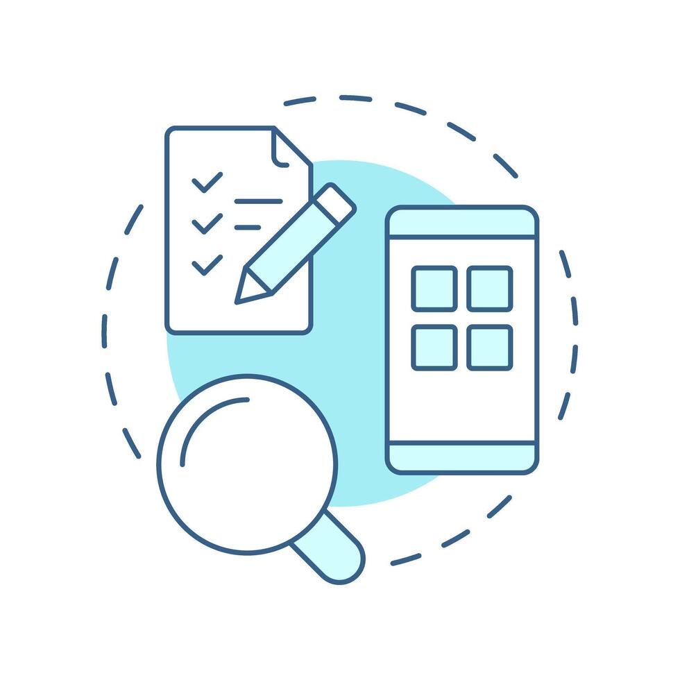 System testing soft blue concept icon. Software engineering, quality assurance. Task list. Round shape line illustration. Abstract idea. Graphic design. Easy to use in infographic, presentation vector