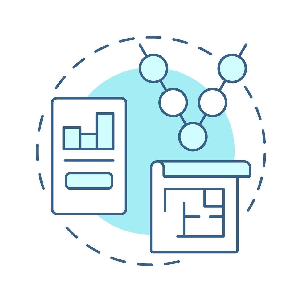 V-model soft blue concept icon. Statistical metrics, analysis. Workflow structure. Round shape line illustration. Abstract idea. Graphic design. Easy to use in infographic, presentation vector