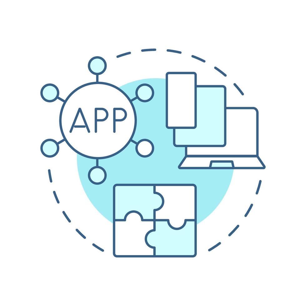 Compatibility testing soft blue concept icon. Software development, crossplatform. Round shape line illustration. Abstract idea. Graphic design. Easy to use in infographic, presentation vector