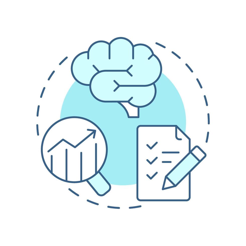 Requirements analysis soft blue concept icon. Task list, brainstorm. Statistical graph, metric. Round shape line illustration. Abstract idea. Graphic design. Easy to use in infographic, presentation vector