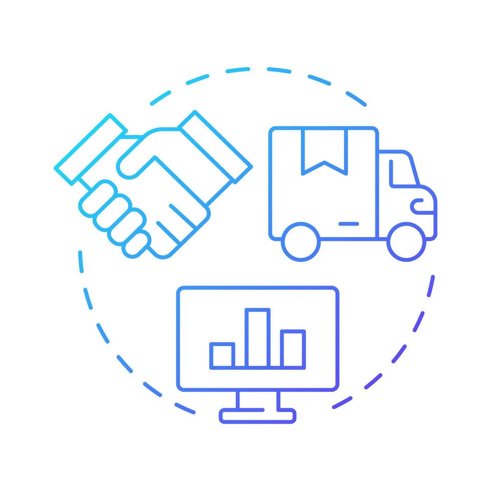 Analyze suppliers blue gradient concept icon. Evaluate potential vendor. Step of inventory management process. Round shape line illustration. Abstract idea. Graphic design. Easy to use in article vector