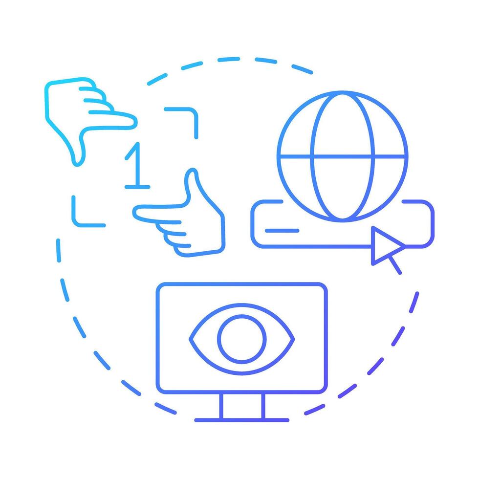 Increased visibility blue gradient concept icon. Seo optimization, marketing. User experience. Round shape line illustration. Abstract idea. Graphic design. Easy to use in presentation, infographic vector