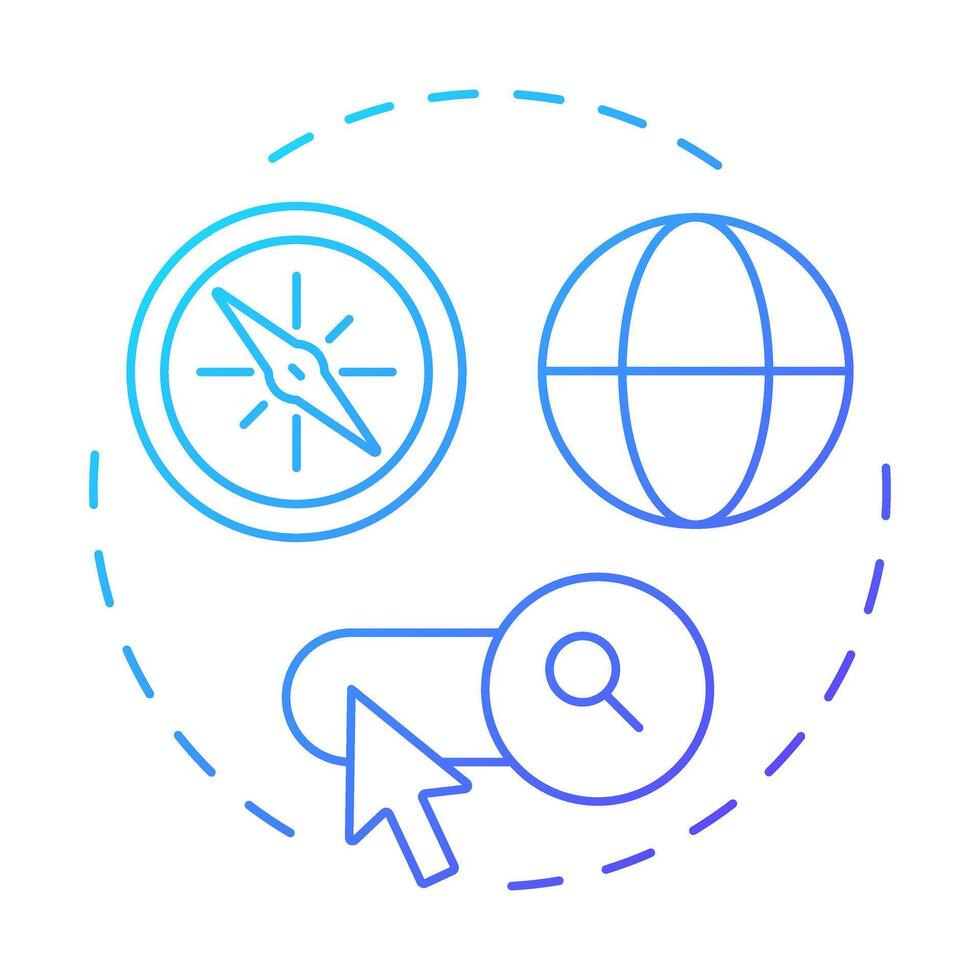 Navigational blue gradient concept icon. User search, service. Seo optimization. Round shape line illustration. Abstract idea. Graphic design. Easy to use in presentation, infographic vector