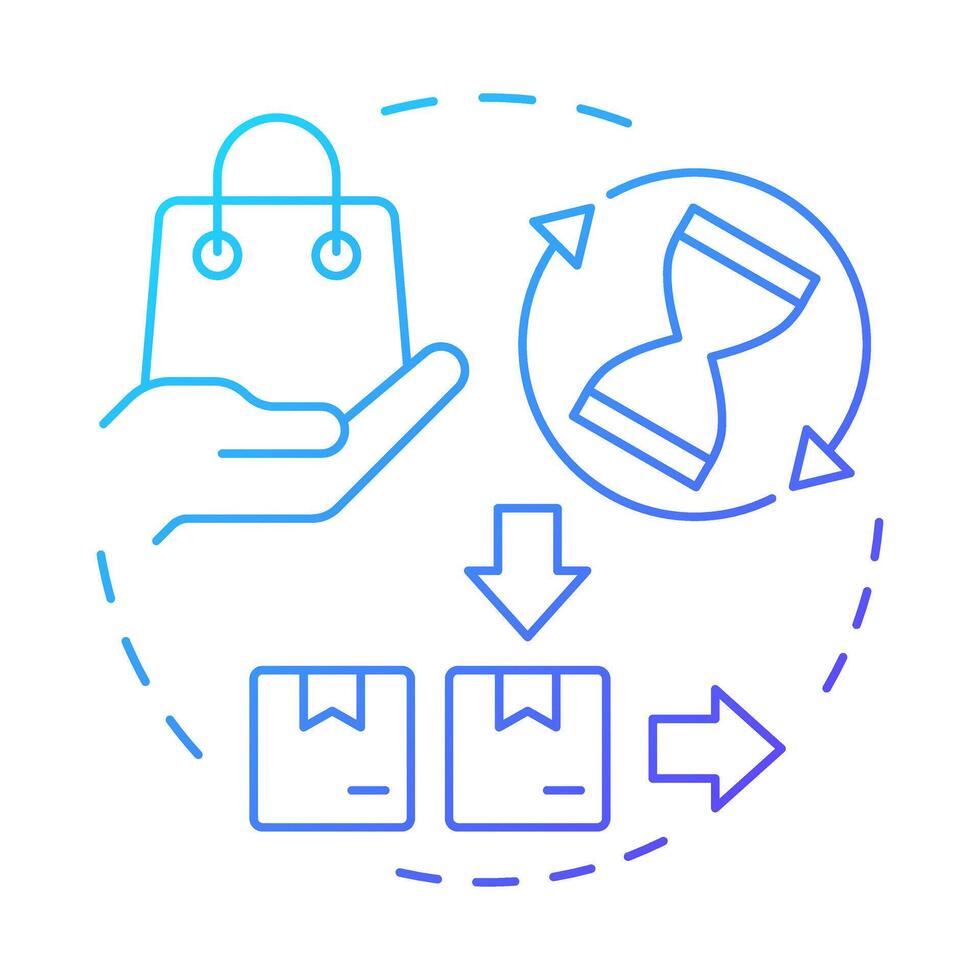 LIFO blue gradient concept icon. Last in, first out distribution system. Inventory management method and technique. Round shape line illustration. Abstract idea. Graphic design. Easy to use in article vector