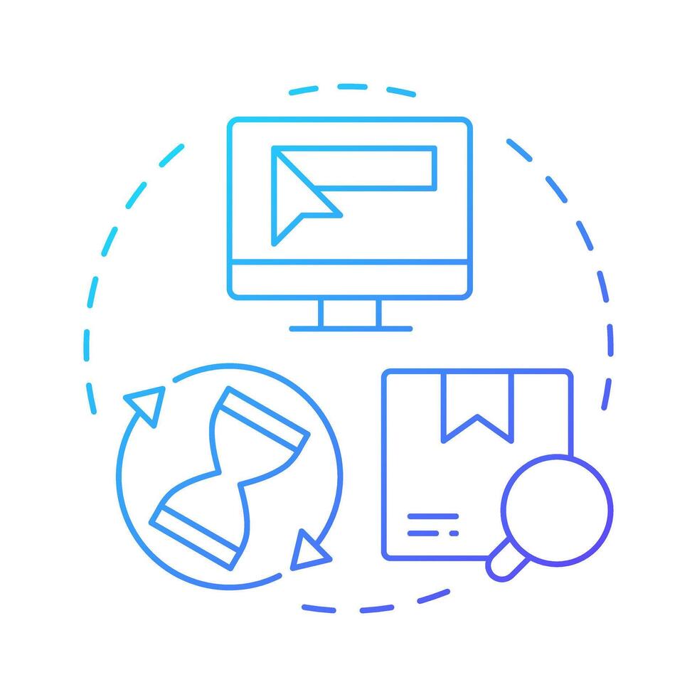 Perpetual inventory system blue gradient concept icon. Automated transaction tracking. Supplies management. Round shape line illustration. Abstract idea. Graphic design. Easy to use in article vector