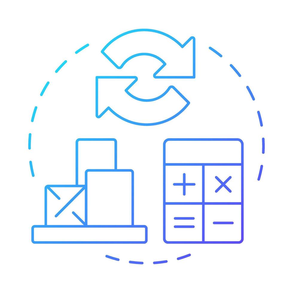 Reordering blue gradient concept icon. Stock optimization strategy. Step of inventory management process. Round shape line illustration. Abstract idea. Graphic design. Easy to use in article vector