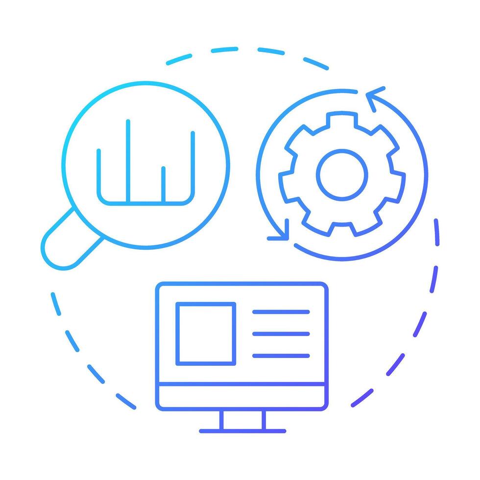 On-page seo blue gradient concept icon. Web search, internet. Marketing strategy. Round shape line illustration. Abstract idea. Graphic design. Easy to use in presentation, infographic vector