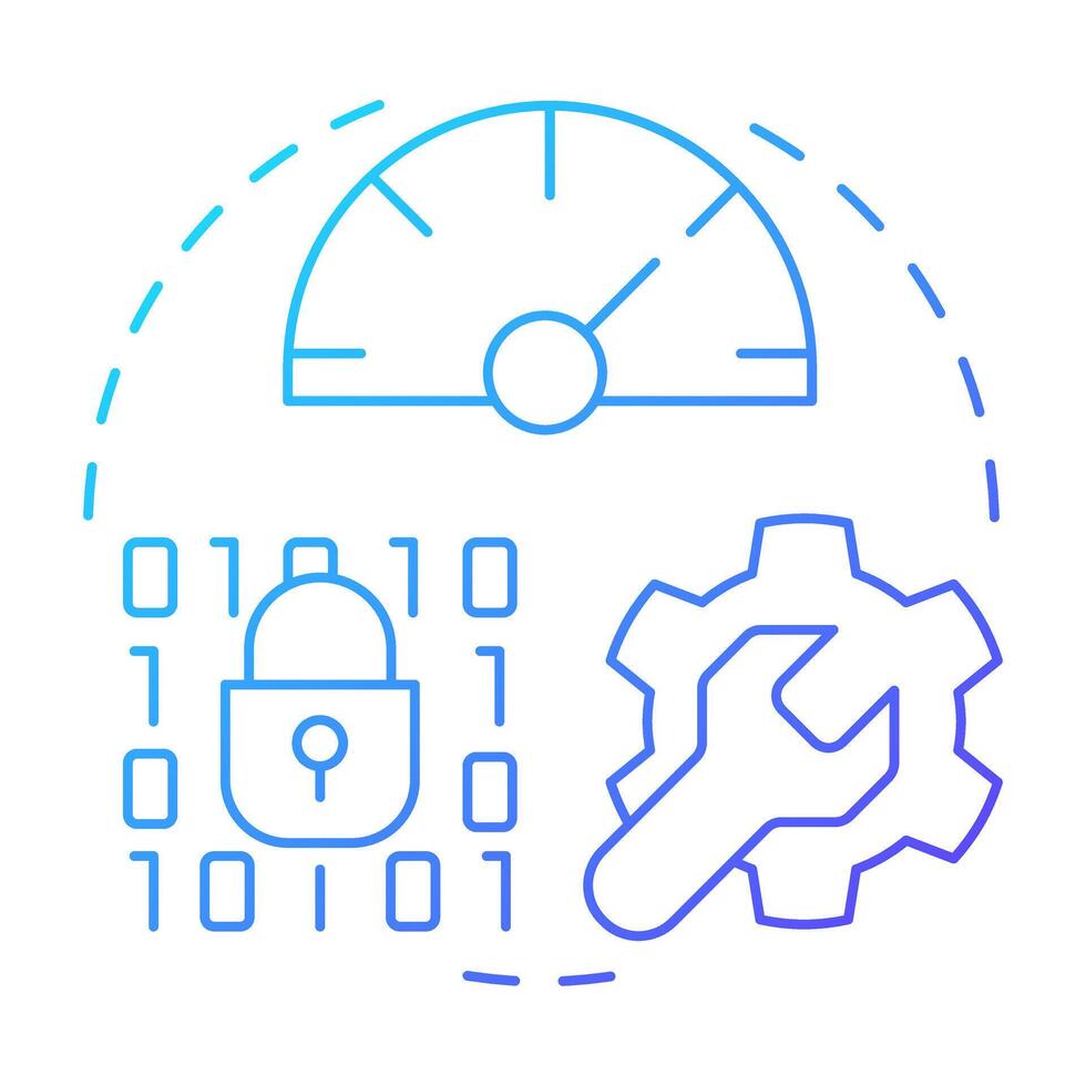 Technical seo blue gradient concept icon. Software engineering, programming. Efficiency meter. Round shape line illustration. Abstract idea. Graphic design. Easy to use in presentation, infographic vector
