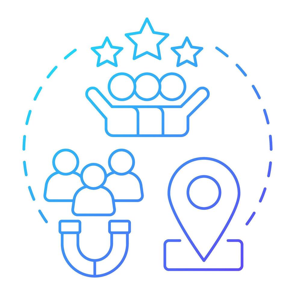 Local seo blue gradient concept icon. Lead generation. Customer experience, rating. Round shape line illustration. Abstract idea. Graphic design. Easy to use in presentation, infographic vector