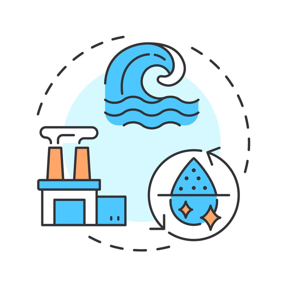 Desalination multi color concept icon. Removing salt from seawater. Strategy for increasing water supply. Round shape line illustration. Abstract idea. Graphic design. Easy to use in booklet vector