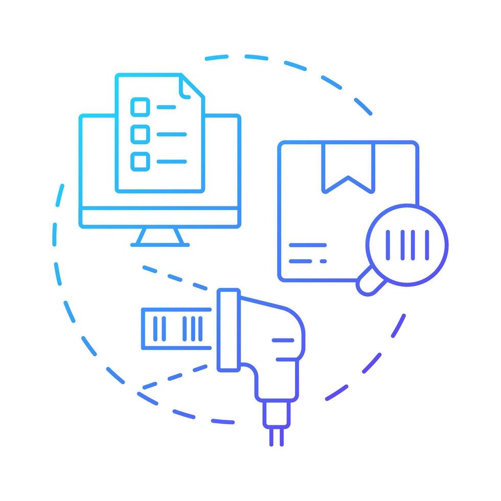 Inventory tracking blue gradient concept icon. Monitoring movement of stock. Step of supplies management process. Round shape line illustration. Abstract idea. Graphic design. Easy to use in article vector