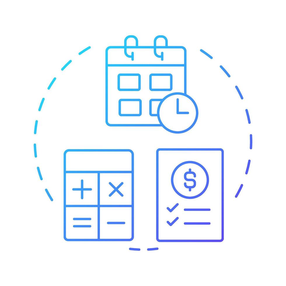 Days sales of inventory blue gradient concept icon. Financial metric of selling time. Resources management method. Round shape line illustration. Abstract idea. Graphic design. Easy to use in article vector