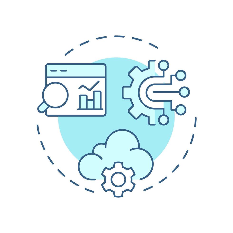 Digital operations soft blue concept icon. Modern technology, ai. Statistical metrics. Round shape line illustration. Abstract idea. Graphic design. Easy to use in infographic, presentation vector