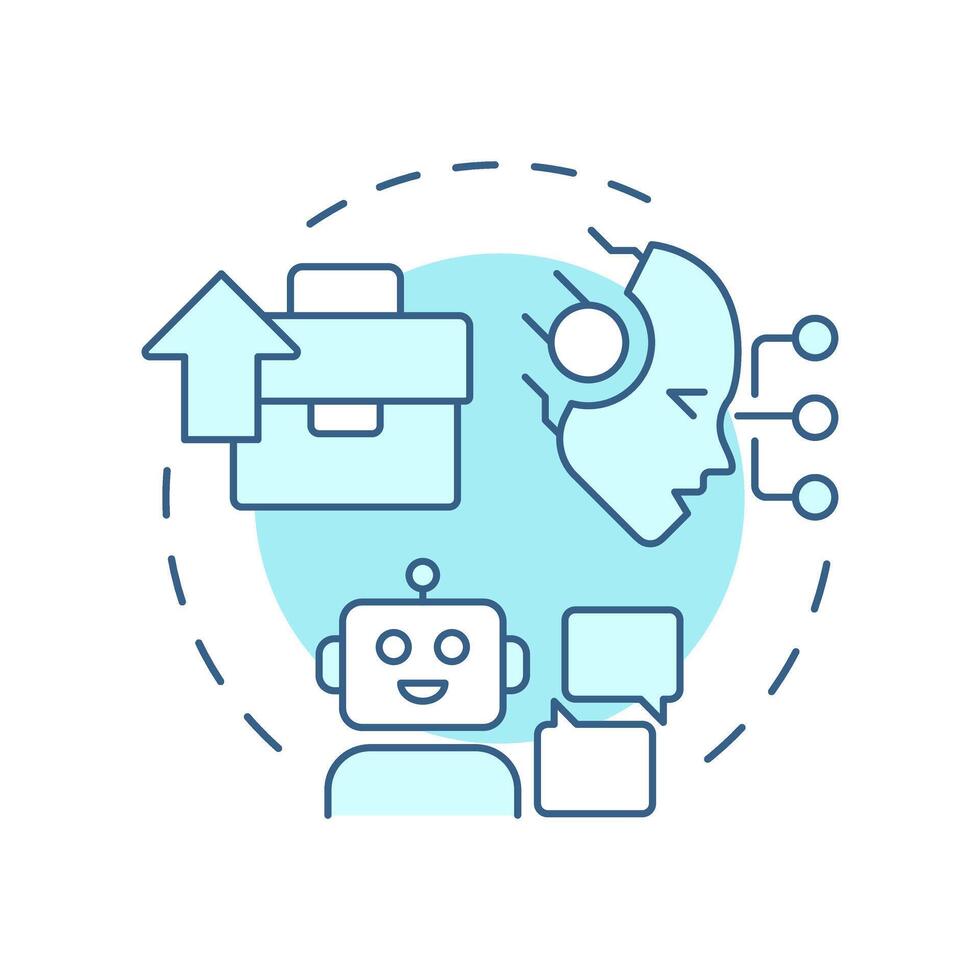 Augmented intelligence soft blue concept icon. Business growth, consulting bot. Round shape line illustration. Abstract idea. Graphic design. Easy to use in infographic, presentation vector