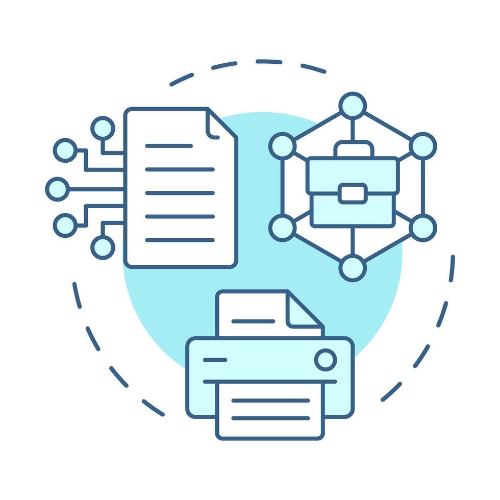 Digitization soft blue concept icon. Paperwork organization, data processing. Round shape line illustration. Abstract idea. Graphic design. Easy to use in infographic, presentation vector
