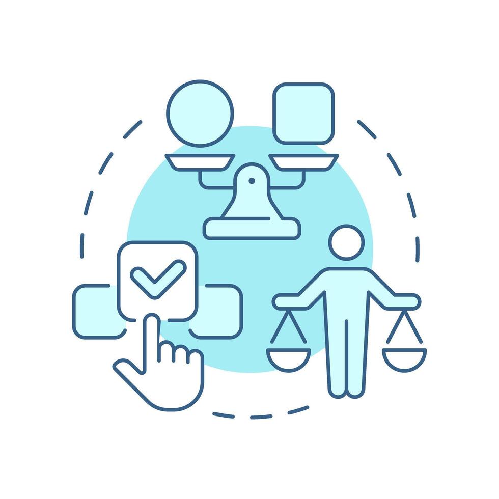 Right to choose soft blue concept icon. Access to variety of products and services. Legal customer protection. Round shape line illustration. Abstract idea. Graphic design. Easy to use in booklet vector