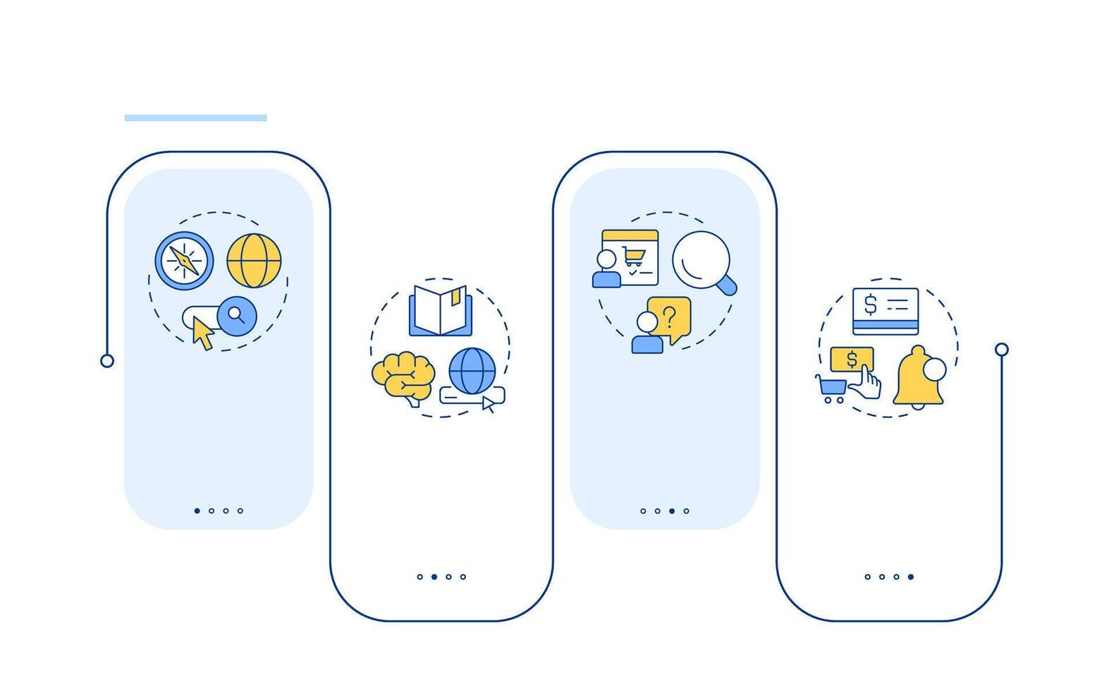 Search optimization rectangle infographic . Product information, customer service. Data visualization with 4 steps. Editable rectangular options chart vector