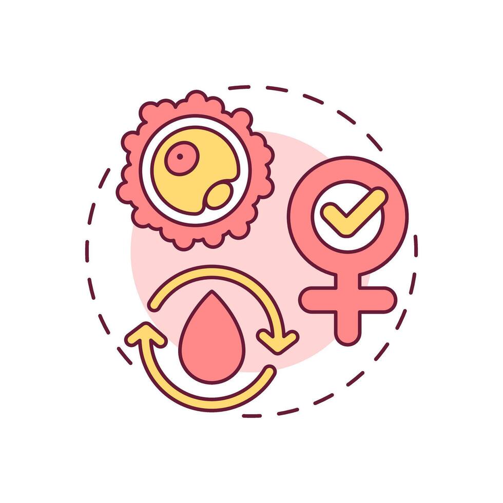 Follicle stimulating hormone multi color concept icon. Regulating menstrual cycle. Menopause treatment. Round shape line illustration. Abstract idea. Graphic design. Easy to use in blog post vector