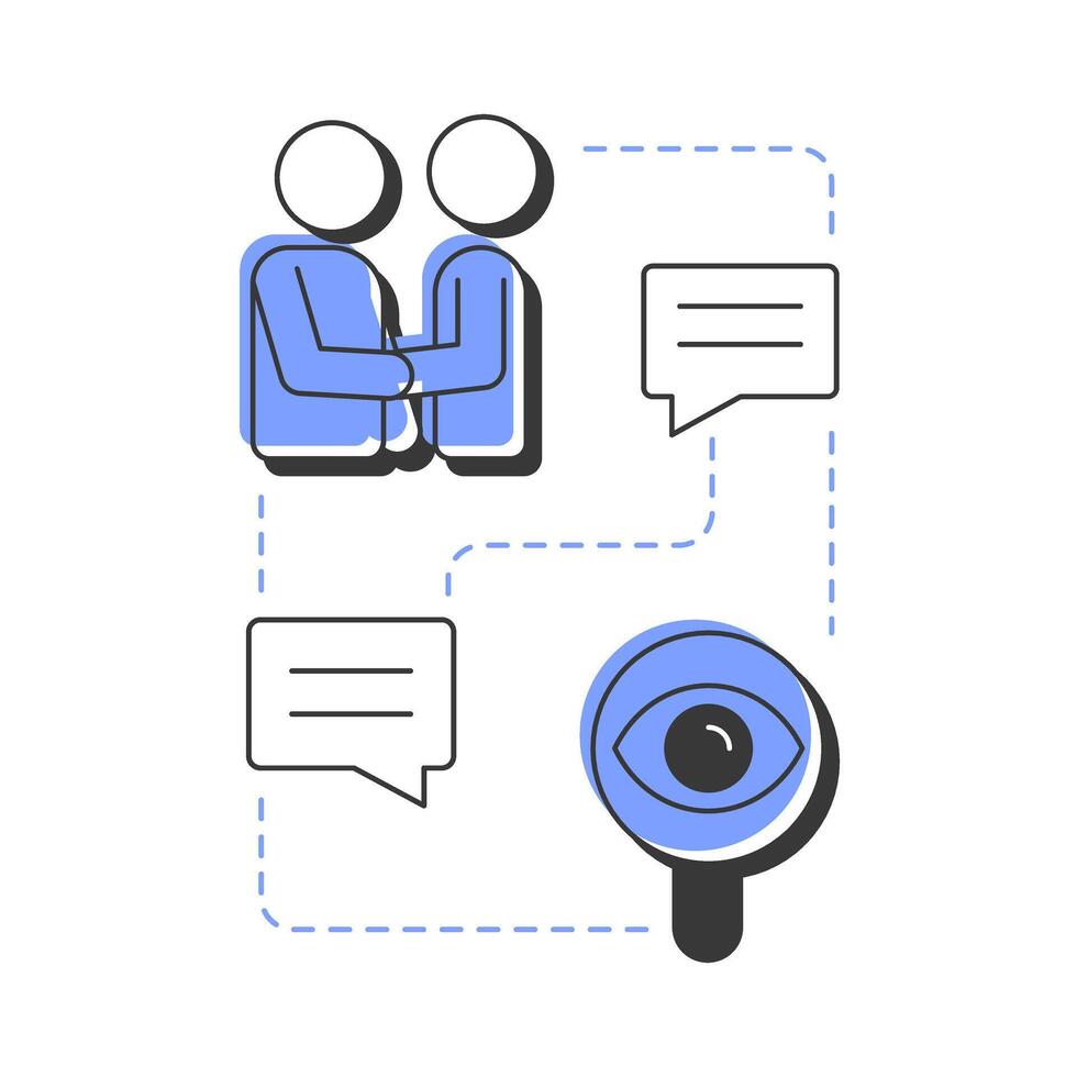 Observation modern linear concept icon. Social communication, conversation. Friendship, networking. Flat outline elements connected with dotted lines. Creative visual. Easy to edit vector