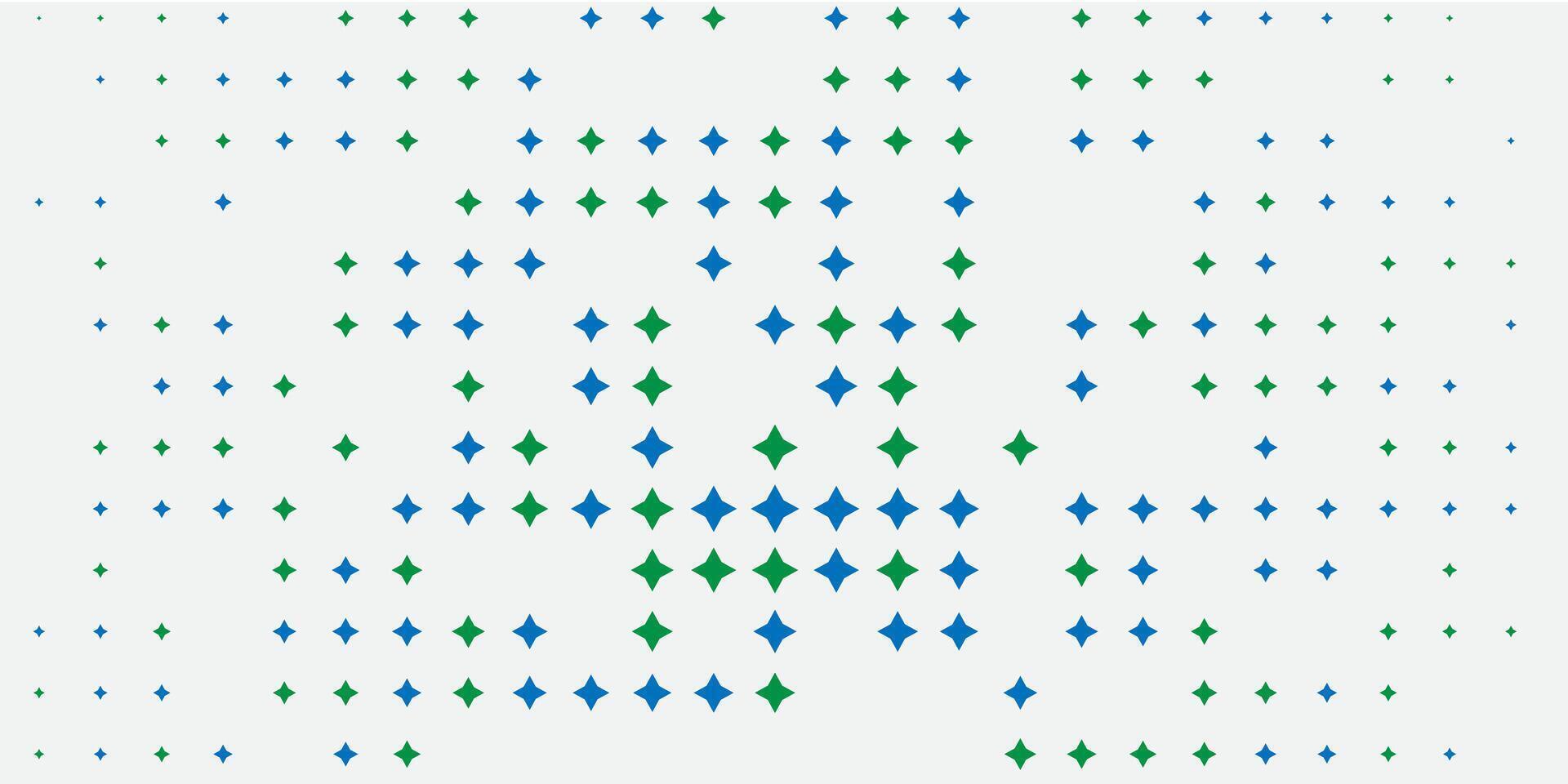 Abstract geometric background with scattered blue and green diamond shapes on white. Minimalist design creating a clean, modern, and dynamic visual pattern vector