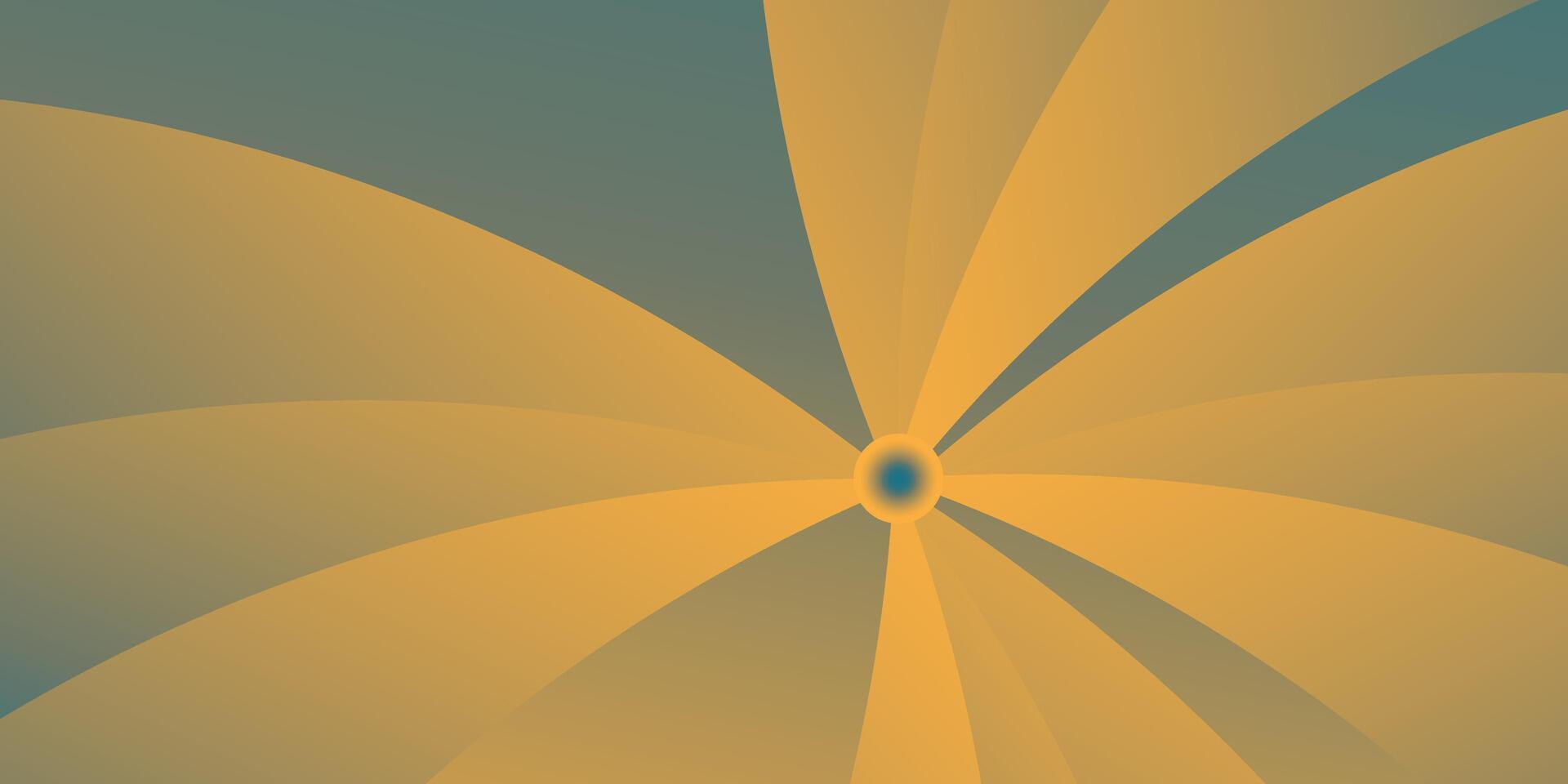 Abstrac design with golden fan-like shapes and teal background, featuring smooth gradients in a modern, symmetrical style. Perfect for elegant and creative backgrounds. vector