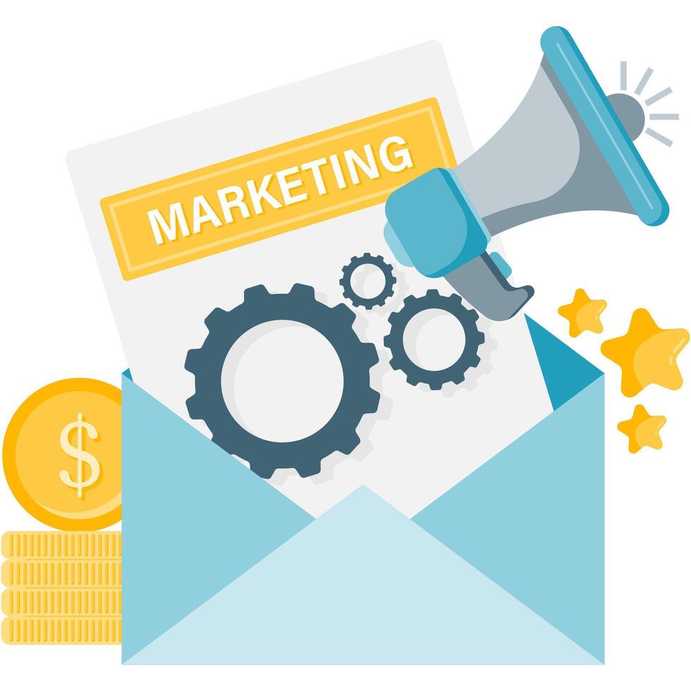 Marketing Automation Tools and Workflow System vector