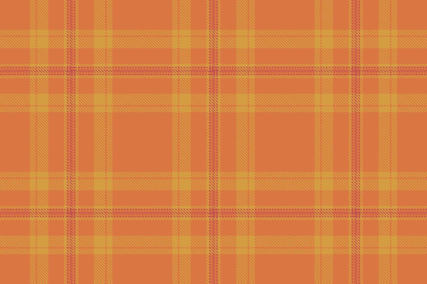 Warm plaid pattern. A modern tartan design with woven texture and orange hues. Use for backdrops, fabric design, or seasonal themes. Versatile and eyecatching. vector