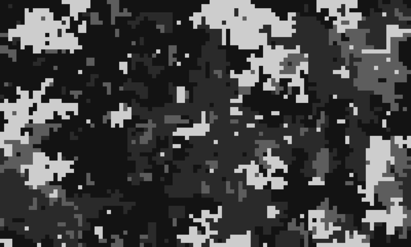 Abstract grayscale digital camouflage pattern. Ideal for backgrounds, textures, or modern design projects needing a stealthy, pixelated aesthetic. vector