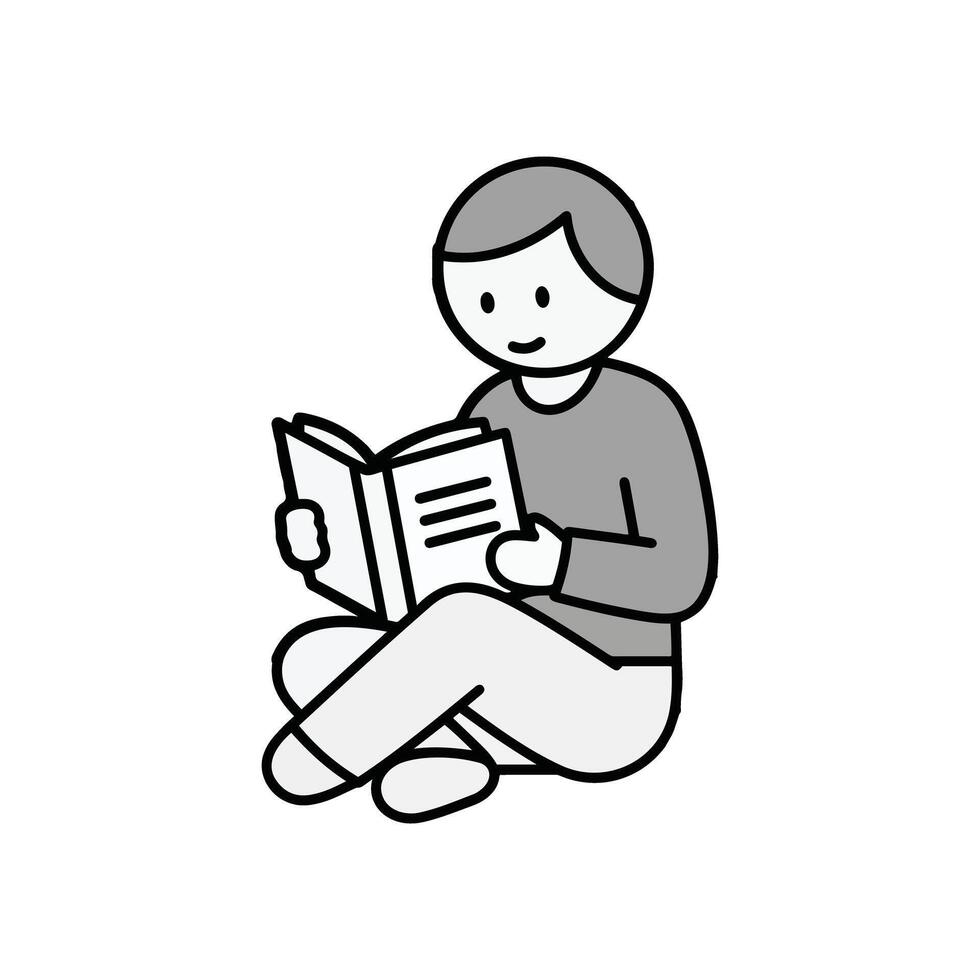 Clip art of a person reading a book studying in a classroom for homework assignment vector