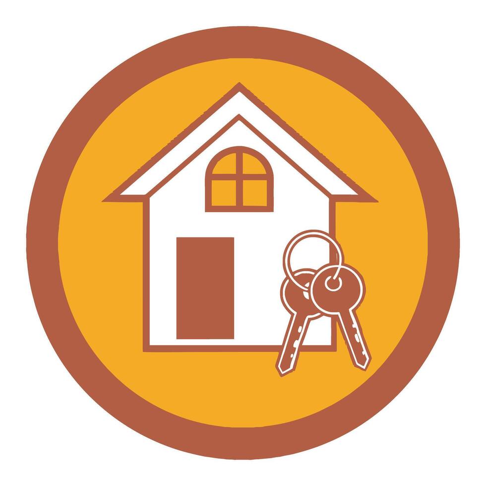A house with keys and a key in the door vector
