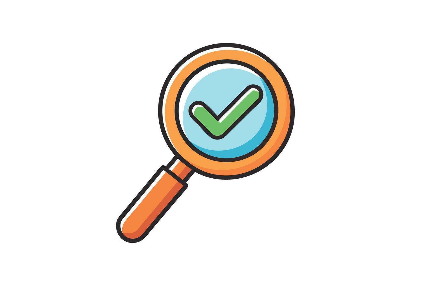 magnifying glass with check mark symbolizing thorough examination and positive result, commonly used in audits and reviews vector