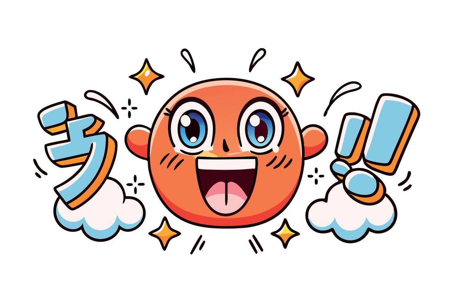 animated character with wide eyes and sparkling design elements, evoking joy and excitement, perfect for child friendly visuals vector