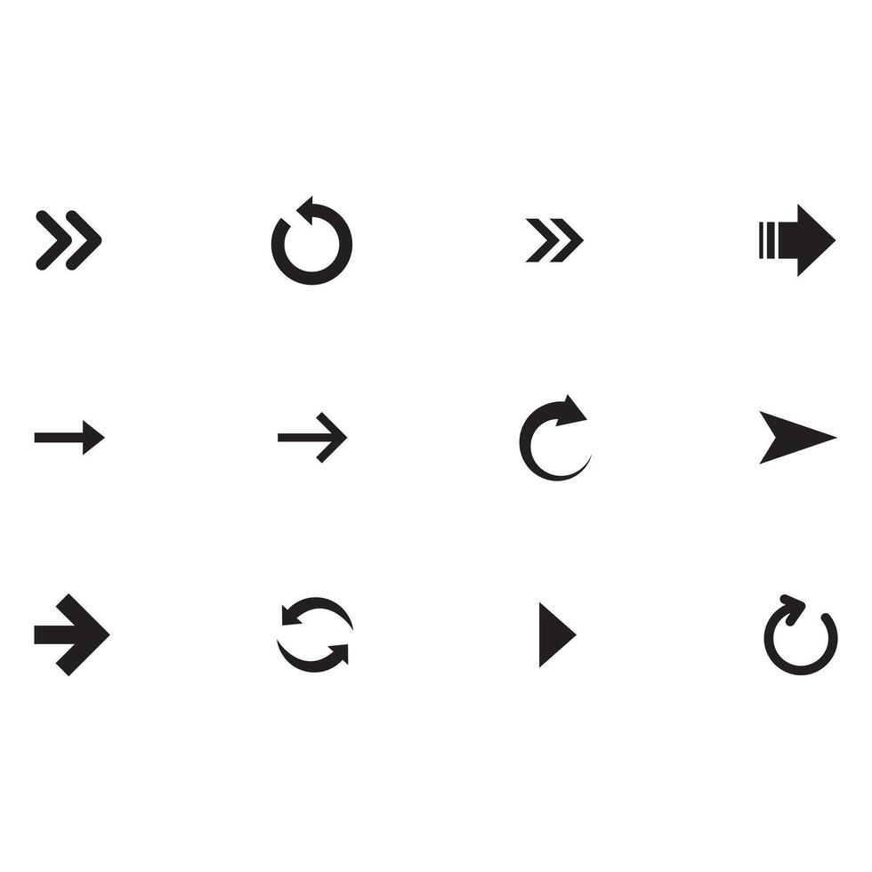 Arrow icon set. forward up down left right sign and symbol. vector